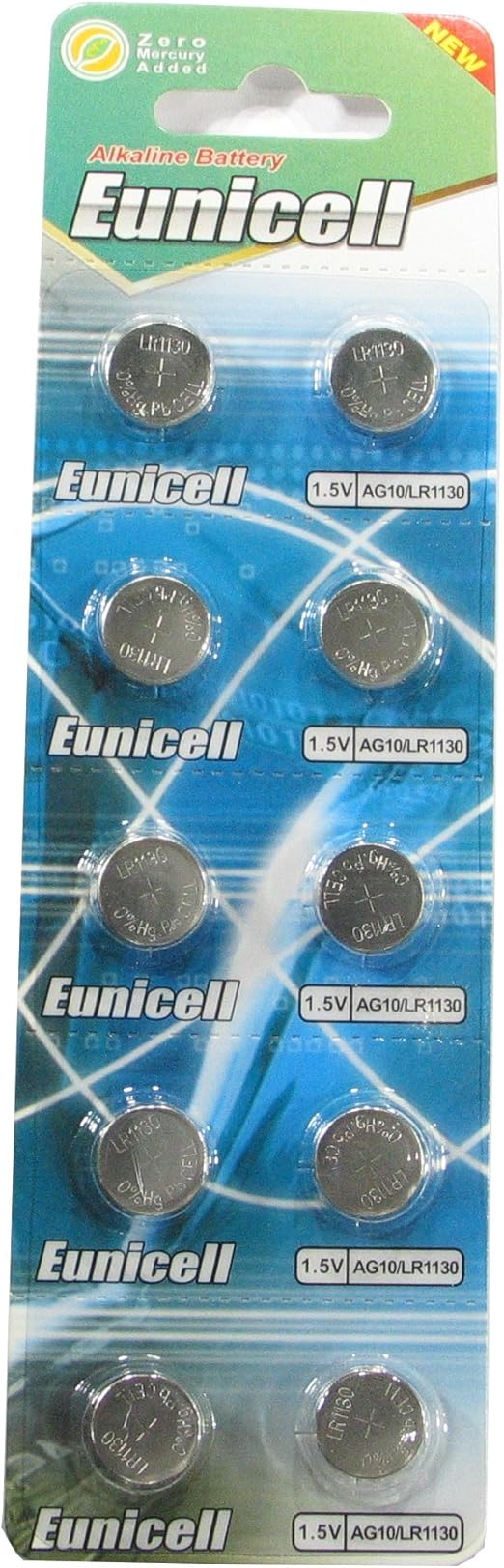 Amazon Com 10 Eunicell Ag10 1 3 Lr1130 Button Cell Watch Battery With Long Shelf Life Expiry Date Marked Health Personal Care