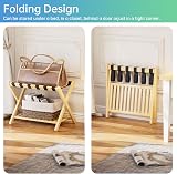 SMIBUY Luggage Rack Foldable Bamboo Stand with Storage Shelf Natural view 6