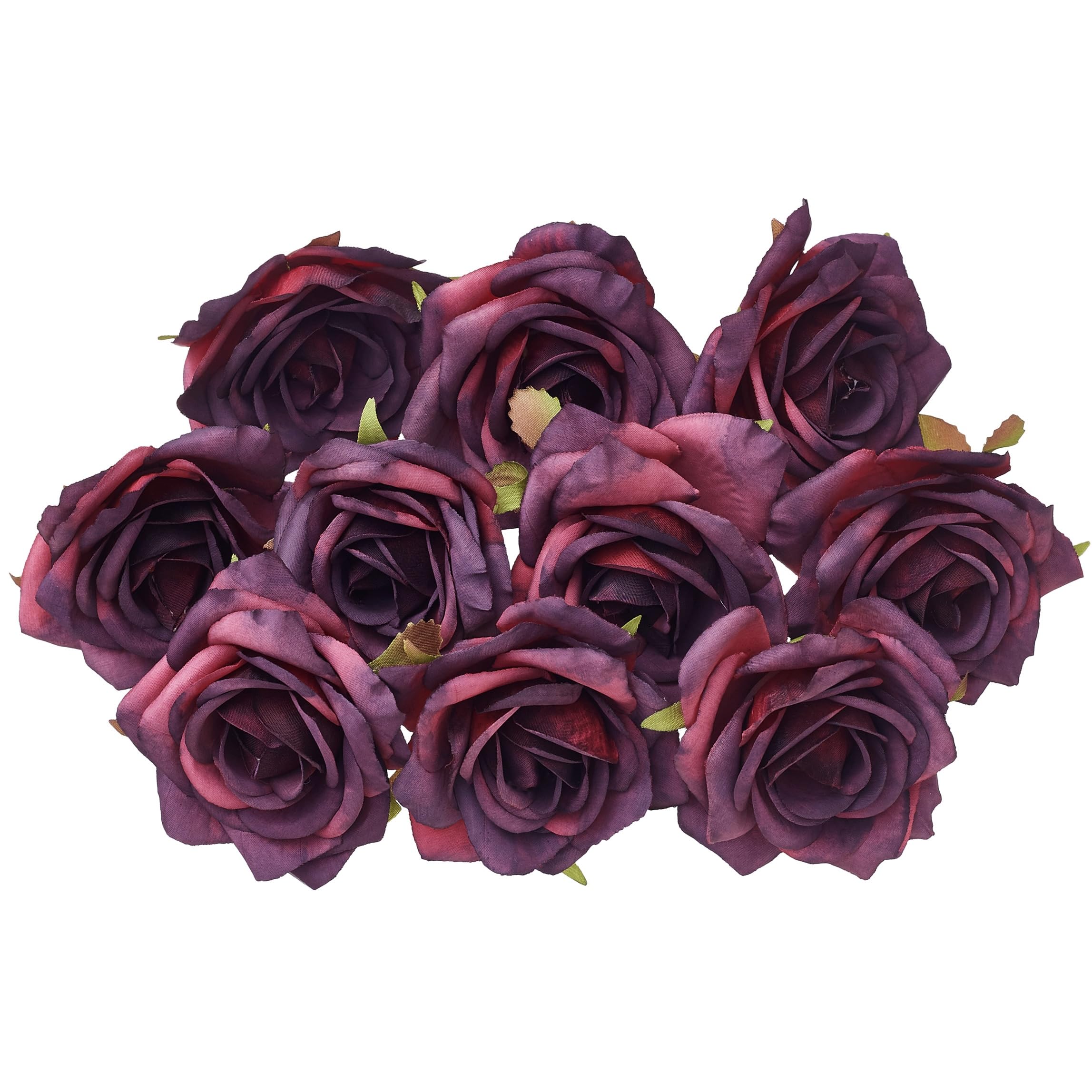 The Baked Studio - 10 Pieces Artificial Flower Silk Rose Head Realistic Flowers for DIY Wreath Craft Cake Living Room Home Wedding Accessories and Decoration (Wine Red) — image 1