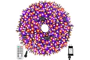 MZD8391 Orange Purple Halloween Lights Outdoor Indoor, 108FT 300 LED 2 Colors in 1 Christmas Lights, Fairy Lights, END to END Connect, Waterproof Halloween Decorations Decor Timer Remote (100% UL)