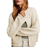 Ziqoty Womens Knit Cardigan Braided Sweaters Trim Open Front Sweater with Pockets Oversized Casual Outerwear Fall Winter