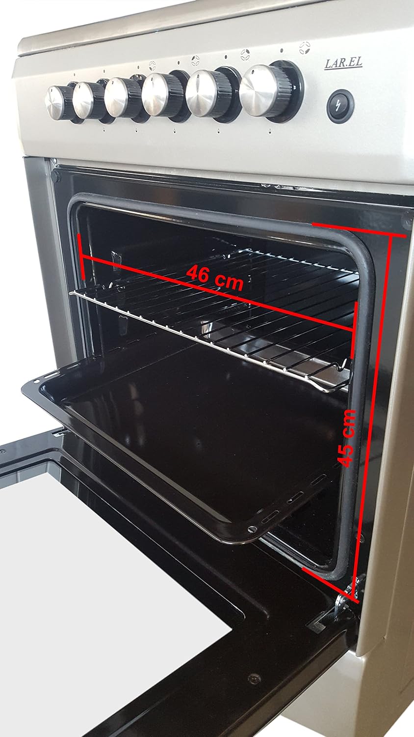 Forni e piani cottura grill elettrico e coperchio IN VETRO Cucina LAREL  silver/inox 60x60 4 fuochi con forno a gas metano o GPL urban-earth.co.uk