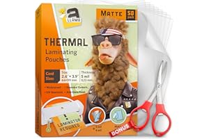 Thermal Laminating Pouches, Matte Finish, 2.6 x 3.9 Inches, 5 Mil Thick, 50 Pack, Suited for Business Card Size Laminating Sh