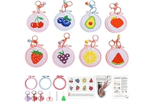 8 Pack Fruit Cross Stitch Kits,Stamped Cross Stitch Kits for Beginners Kids,Embroidery Kit for Beginners,11CT Cross Stitch Ar