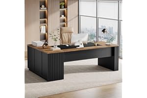 Tribesigns 78" L Shaped Executive Desk with Drawers, Large Office Computer Desk with Cabinet and Storage Shelves, Modern Busi