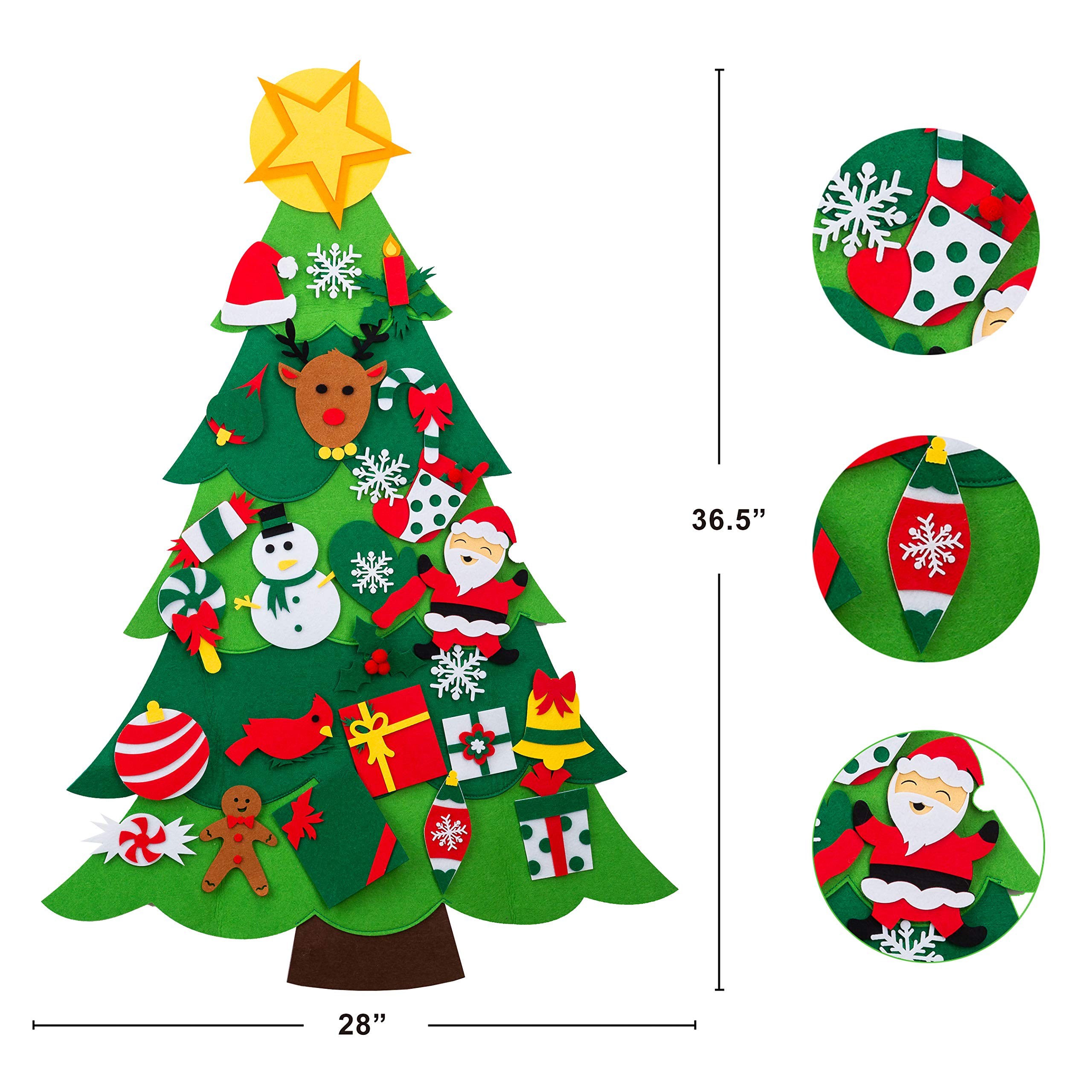 DIY Felt Wall Christmas Tree with 26 PCS Hanging Ornaments for