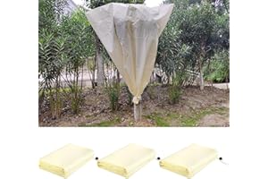 Bhyhok 3 Packs Plant Covers Freeze Protection 75"x 90" 2.65oz/yd2 Heavy Duty Anti Frost Blankets Cover Bag with Zipper Drawstring for Winter Outdoor Plant Tree Shrub Potted Plants (75"x90")