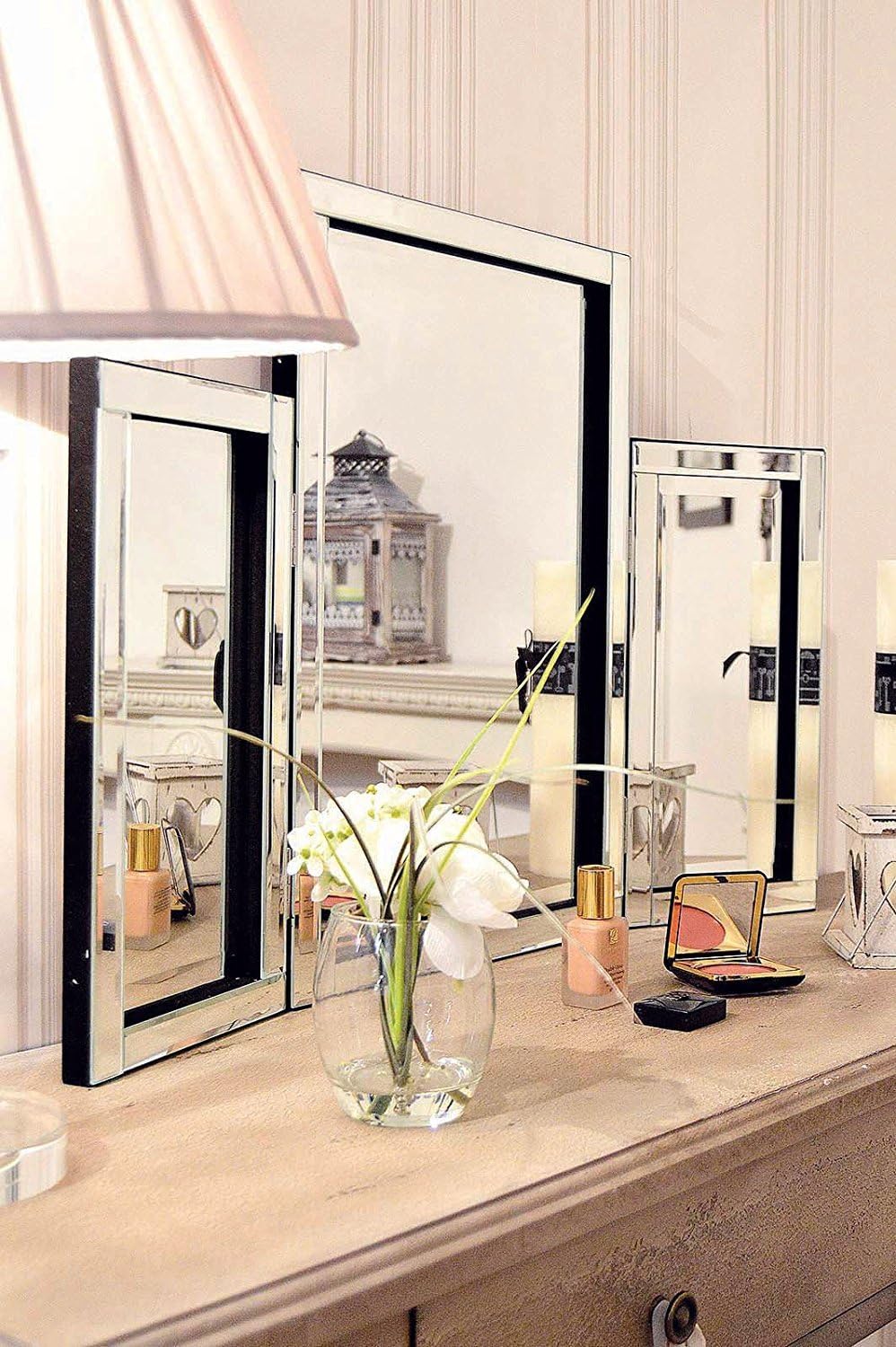 Modern Design Glass Venetian Dressing Table Mirror 1Ft10 X 2Ft7 (54cm X 77cm), Silver, 304.8L x 61W cm