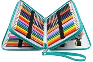 YOUSHARES 120 Slots Colored Pencil Case - PU Leather Handy Large Multi-layer Zipper Pen Bag with Handle Strap for Prismacolor
