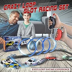AGM MASTECH Slot Car Race Track Set with 4 Light-Up