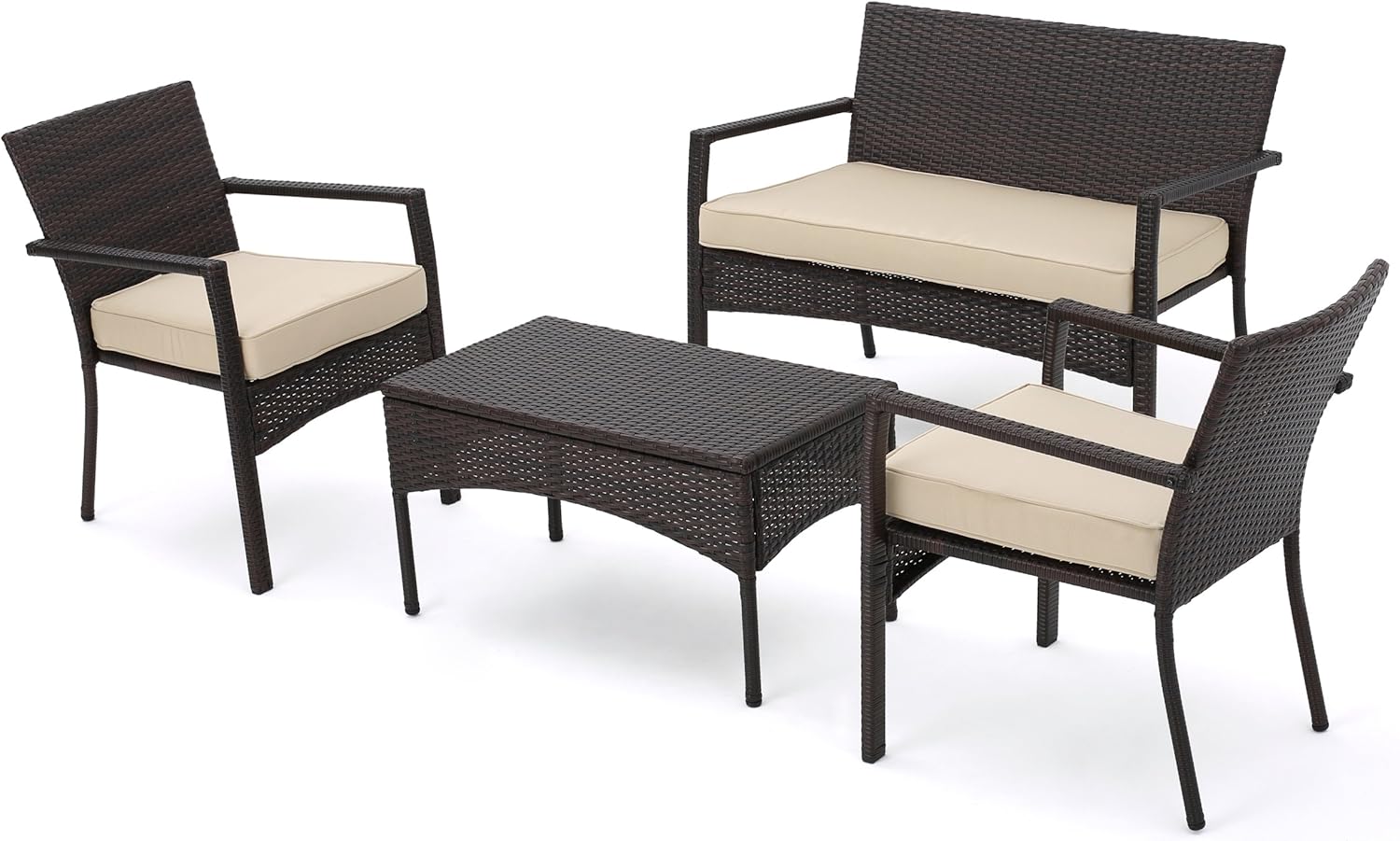 Amazon Com Tahiti Patio Furniture 4 Piece Outdoor Wicker Chat Set