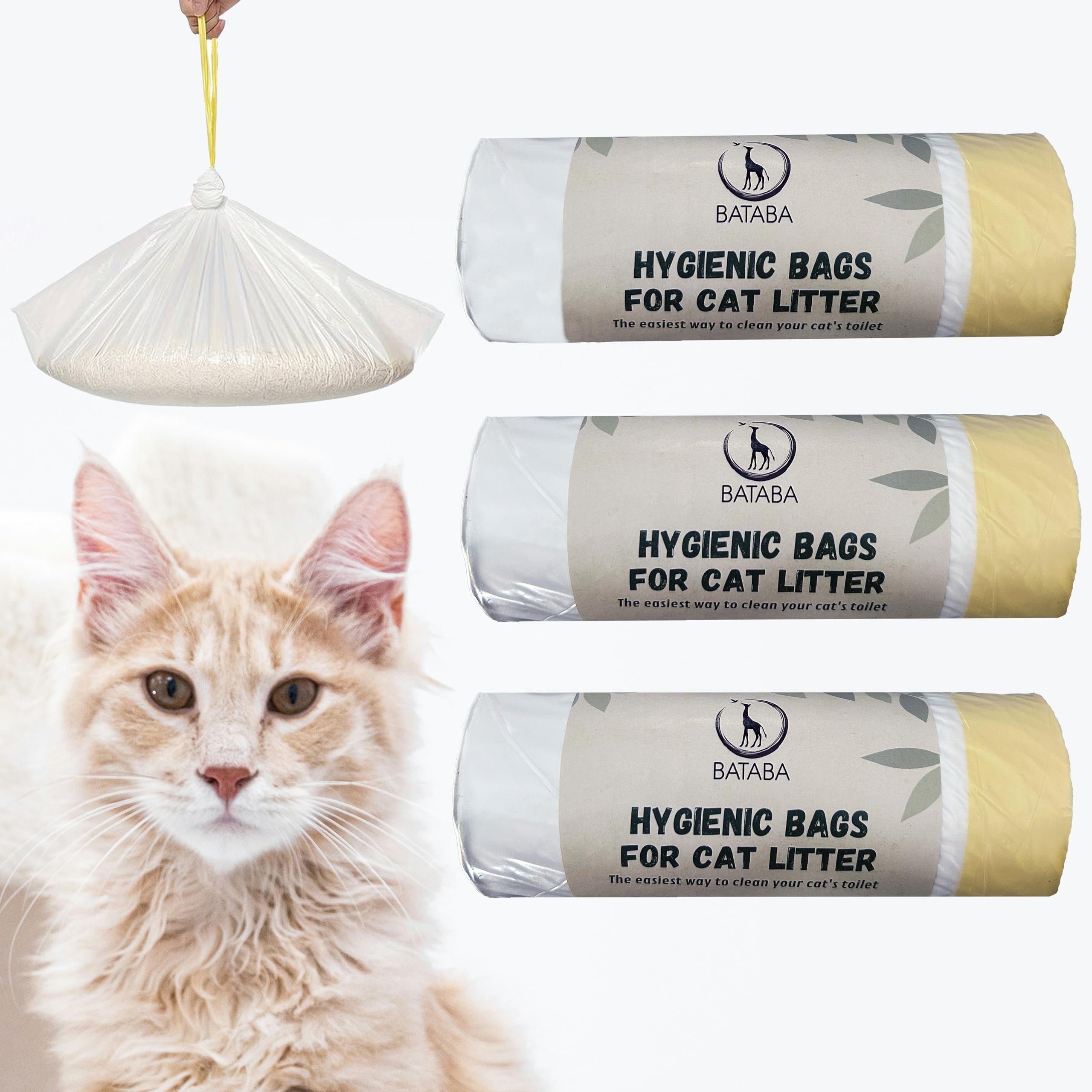 BATABA 30 XL Cat Litter Bags Scratch Resistant for Large and Medium Toilet Box Cat Bags with Drawstring Hygienic and Scratch Resistant