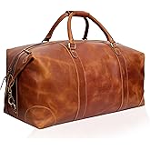 Leather Travel Duffle Bag 30 inch Genuine Buffalo Leather Sports Bag Gym Duffel for Men Airplane Under Seat Carry on Bags Overnight Weekender Duffel (Tan)