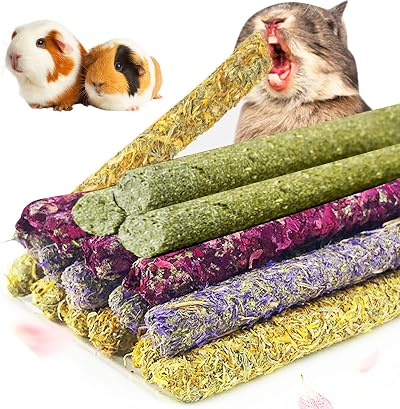 SUPJADE 45Pcs Guinea Pig Treats Timothy Hay Sticks Dental Care Toys