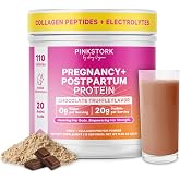 Pink Stork Pregnancy &amp; Postpartum Protein Powder, 20g, Chocolate, 15 Scoops | Protein Powder for Women, 20g Whey &amp; Collagen, Prenatal &amp; Breastfeeding Nutrition, Energy, Recovery &amp; Hydration Support