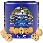 Royal Dansk Butter Cookies, Assorted Snacks Made with Real Butter, 48 Oz | Perfect for coffee or tea, assorted Danish butter cookies made with real butter, in a cookie tin for sharing and hosting