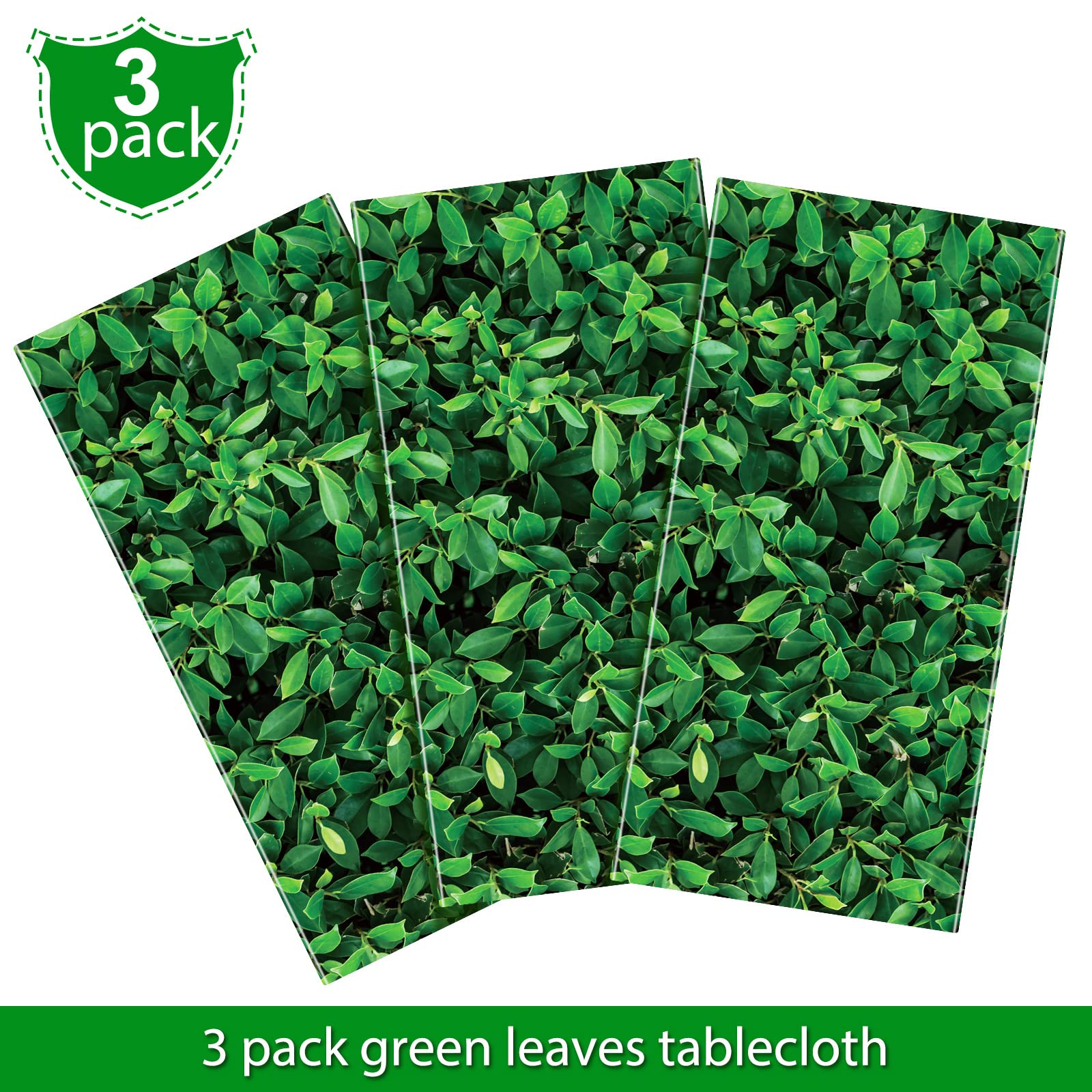 Tatuo 3 Pieces 54 x 108 Inches Jumbo Green Leaves Photography Leaf Backdrop 3D Waterproof Tree Leaves Background Photo Booth Prop Green Leaf Tablecloths for Baby Shower Birthday Party Decoration