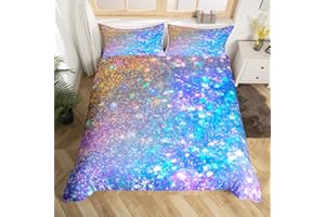 Sequins Duvet Cover Twin Size Kids Girls Women Sparkle Bedding Set with Zipper Ties Fashion Simple Bling Bling Bedroom Decor 