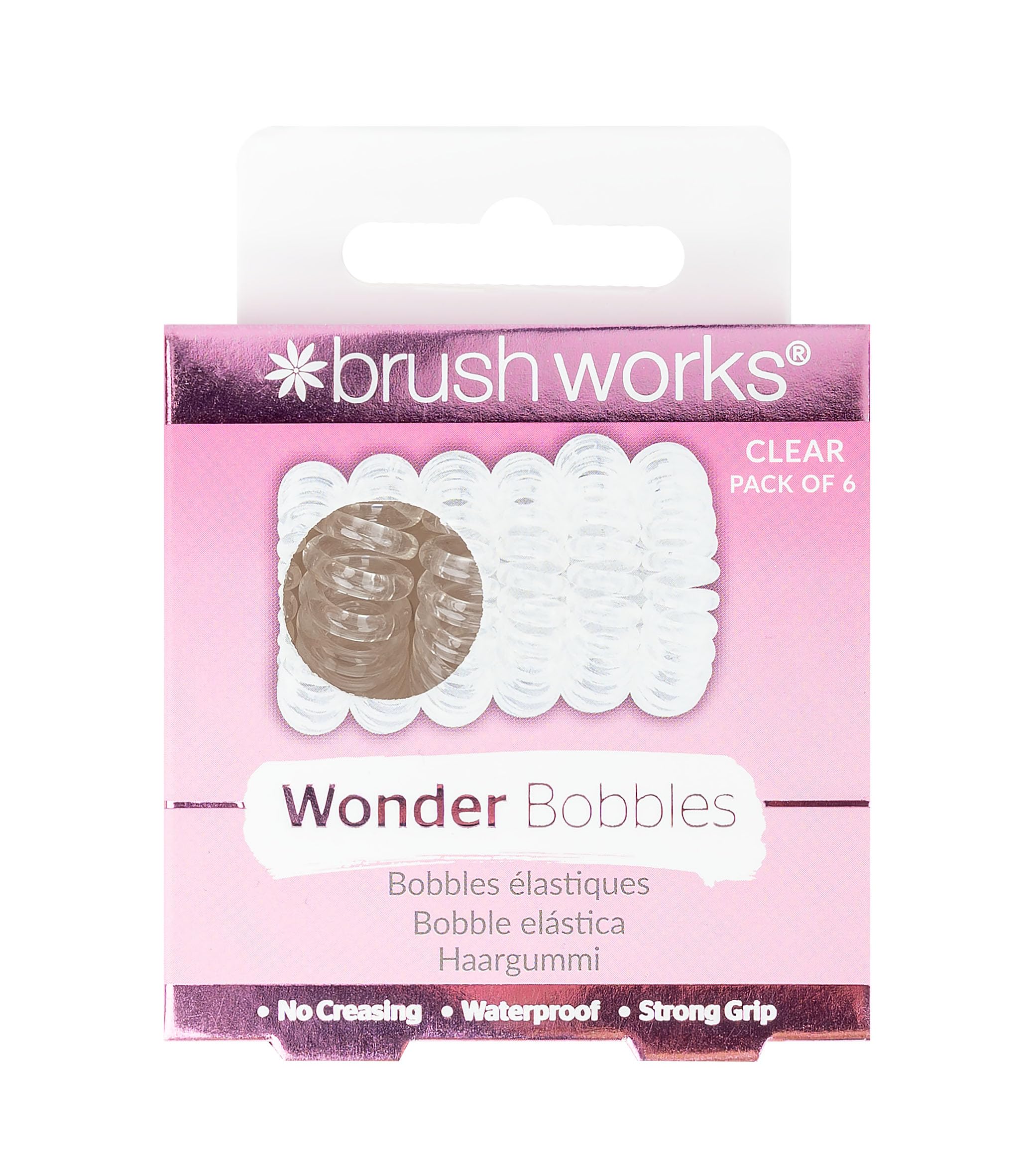 Brushworks Wonder Bobble Clear 6 Hair Ties, Pack of 1