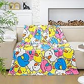 SmoothNovelty Cute Rubber Duck Throw Blanket All Season Cartoon Decorative Fleece Blankets Ducky Soft Cozy Flannel Carpet for Bed Chair Car Sofa Couch Bedroom(Mixed Colors,50 X 60)