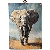 Mounidso Elephant Blanket, Elephant Flannel Blanket Gifts for Women, Soft Warm Lightweight Animal Print Blankets for Living Room Home Sofa Travel Decor 50" x 60"