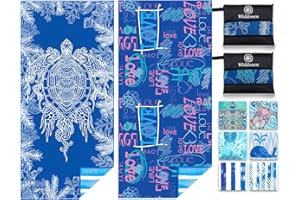 WIDDONEN 2 Pack Microfiber Lightweight Beach Towel Sand Free Quick Dry Absorbent Thin Compact Towels for Swimming Pool Camping Beach Accessories Large Easy Pack Travel Things for Vacation Essentials Gift