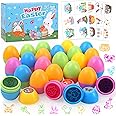 Easter Eggs Kids Easter Basket Stuffers - 24Pack Self Inking Stamps with Easter Tattoos for Kids, Plastic Easter Eggs Toys An