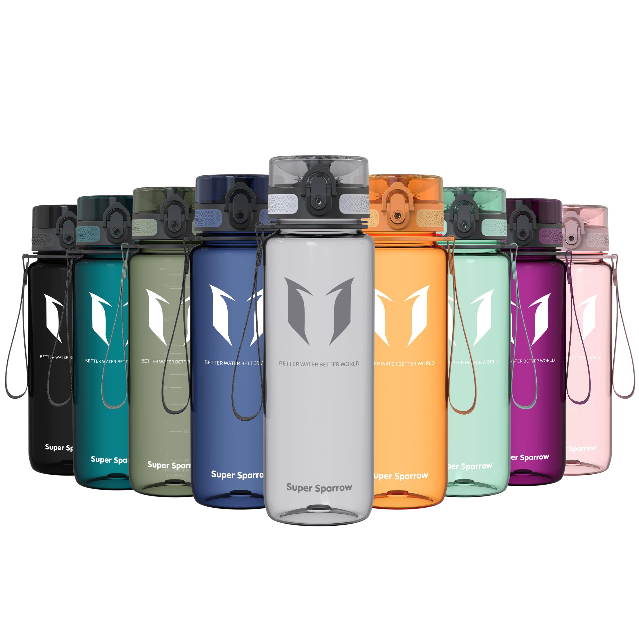 Super Sparrow Sports Water Bottle - 750ml - Non-Toxic BPA Free & Eco-Friendly Tritan Co-Polyester Plastic - For Running, Gym, Yoga, Outdoors and Camping