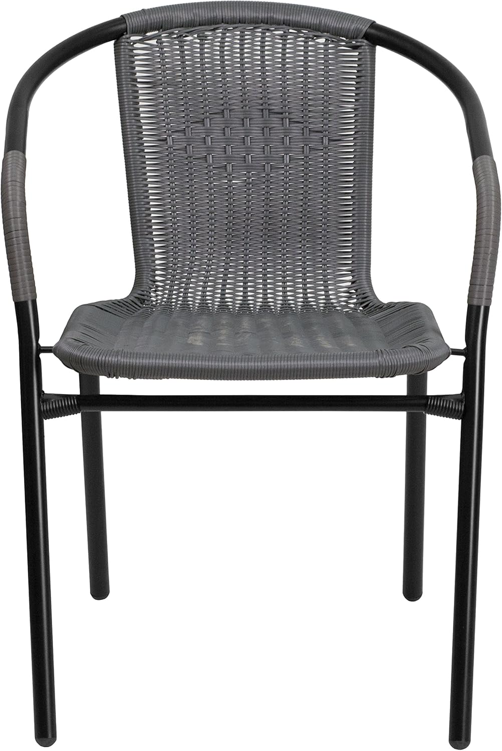 Flash Furniture 4 Pk. Gray Rattan Indoor-Outdoor Restaurant Stack Chair: Kitchen & Dining