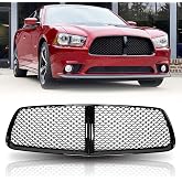 Gloss Black Front Grille Compatible with Dodge Charger 2011-2014 | Replacement for CH1200339 68092613AA, Mesh Style Fit for Pursuit R/T SE SXT