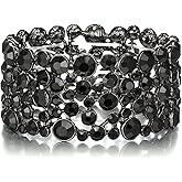 EVER FAITH Women's Rhinestone Crystal Wedding Bridal Art Deco Stunning Stretch Bracelet