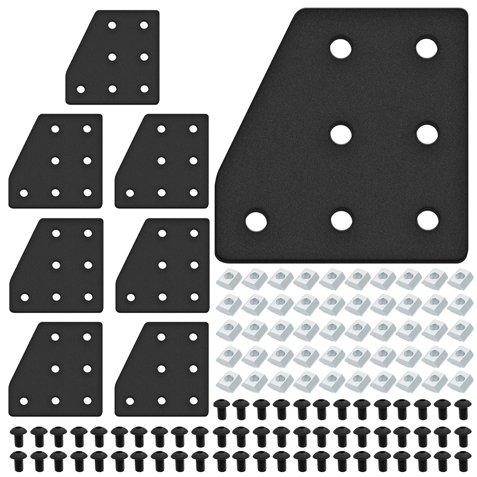 IMETRX 8pcs 2040 Aluminum Extrusion Joint Plate Connector Corner L Bracket 7-Hole 2040 V Slot Hardware T Slotted Accessories with T Nuts and Screws for Aluminum Profile 3D Printer Frame Part Black — image 1