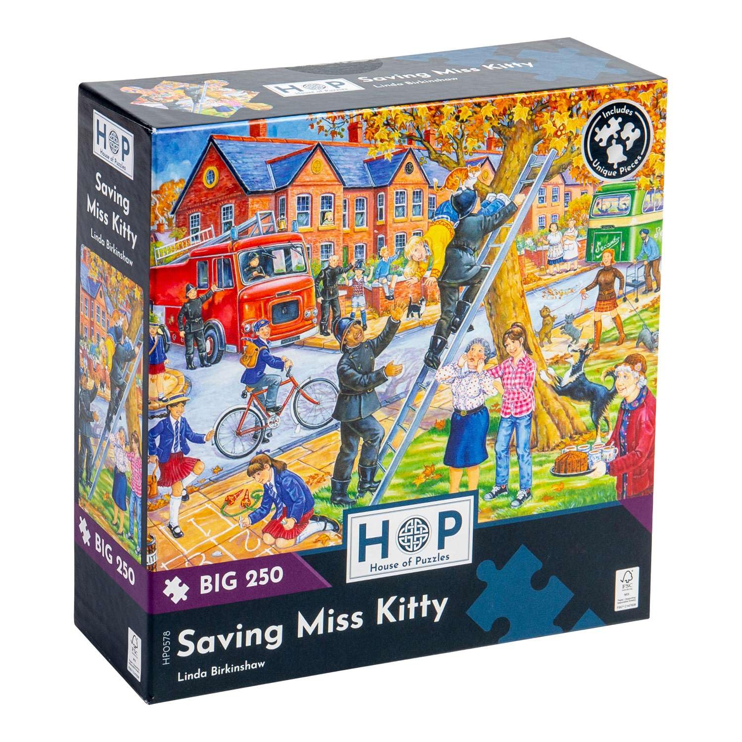 The House of Puzzles - Saving Miss Kitty Jigsaw - Big 250 Piece Jigsaws For Adults & Kids, Extra Large Pieces, Artist Illustrated, Scenic Landscape, Deluxe Puzzle Gifts