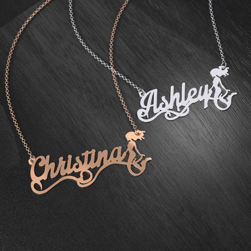 Girls 14K Mermaid Name Necklace by 