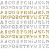 130pcs A-Z 8mm Full Rhinestones Slide Alphabet Letters for DIY Wristbands Bracelets, Jewelry Making Crafts Charms (Silver and Gold)