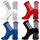 Elfcool Soccer Socks with Grip, 4/6 Pairs Non-Slip Pads Athletic Grip Soccer Socks for Men Women