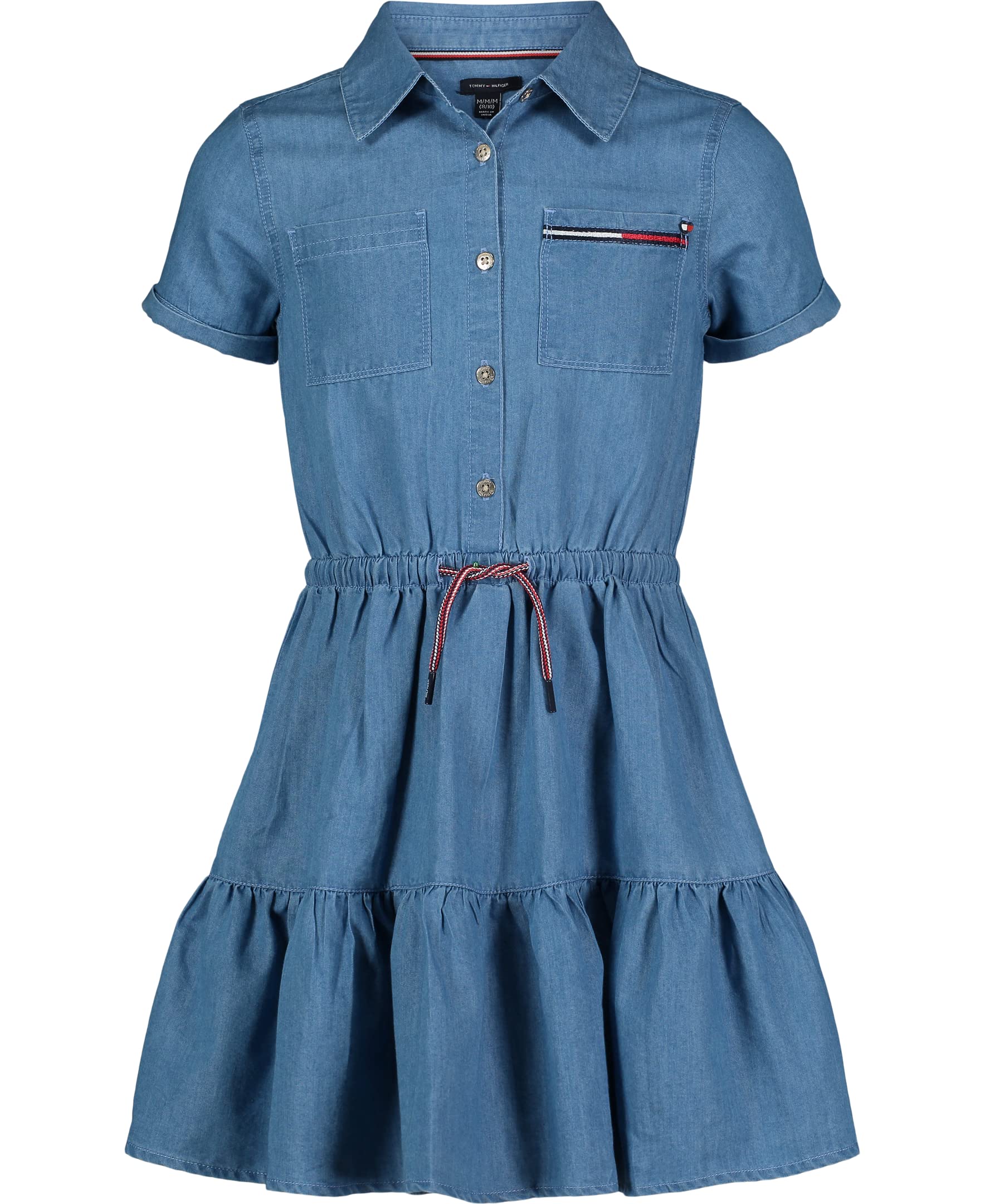 Buy Tommy Hilfiger Girls Short Sleeve Lightweight Denim Dress, Collared  with Cinched Waist | Fado168