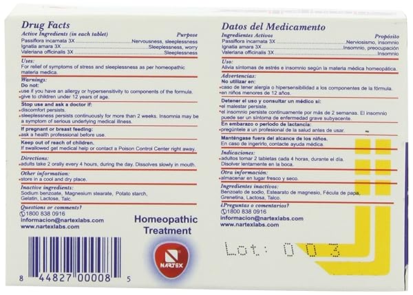 NARTEX SIMPLEX HOMEOPATHIC SEDATIVE TABLETS, 60 COUNT
