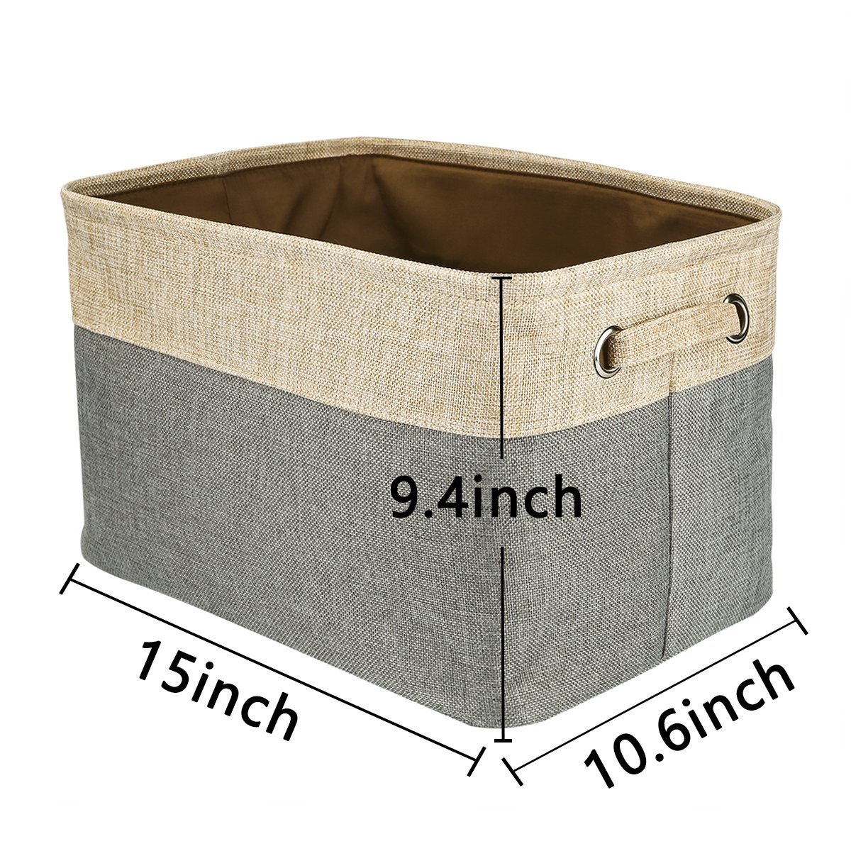 Foldable Convenient Storage Box Organizing Basket Closet Organizer with Handles, Cotton & Jute