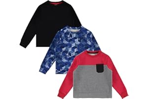 STITCH & STONE Boys 3 Pack Tops Fun and Trendy Fleece Sweatshirts for Boys