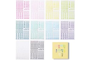 hihaba Hologram Glitter Hangul Korean Alphabet Sticker 10 Colors Letter Stickers for DIY K-pop Idol Photo Cards (10 Sheets) (Hangul(Korean Alphabet))