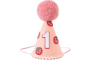 Agkvw Strawberry 1st Birthday Hat - Sweet One Birthday Decoration, Strawberry Birthday Crown, Pink Felt First Birthday Hat for Baby Girls