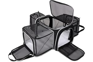 BAGLHER Cat Carrier Bag,Airline Approved Pet Carrier Soft Side Pet Travel 5 Sides Open Doors 3 Sides Expandable Foldable Dog 