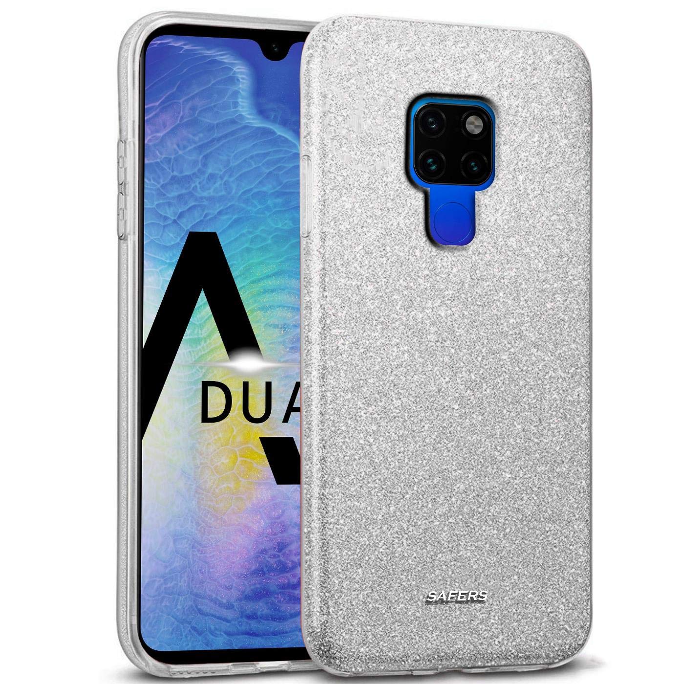 Protective case for Huawei Mate 20 Case, glitter motif mobile phone case for Huawei Mate 20 Case Silicone TPU Cover, silver