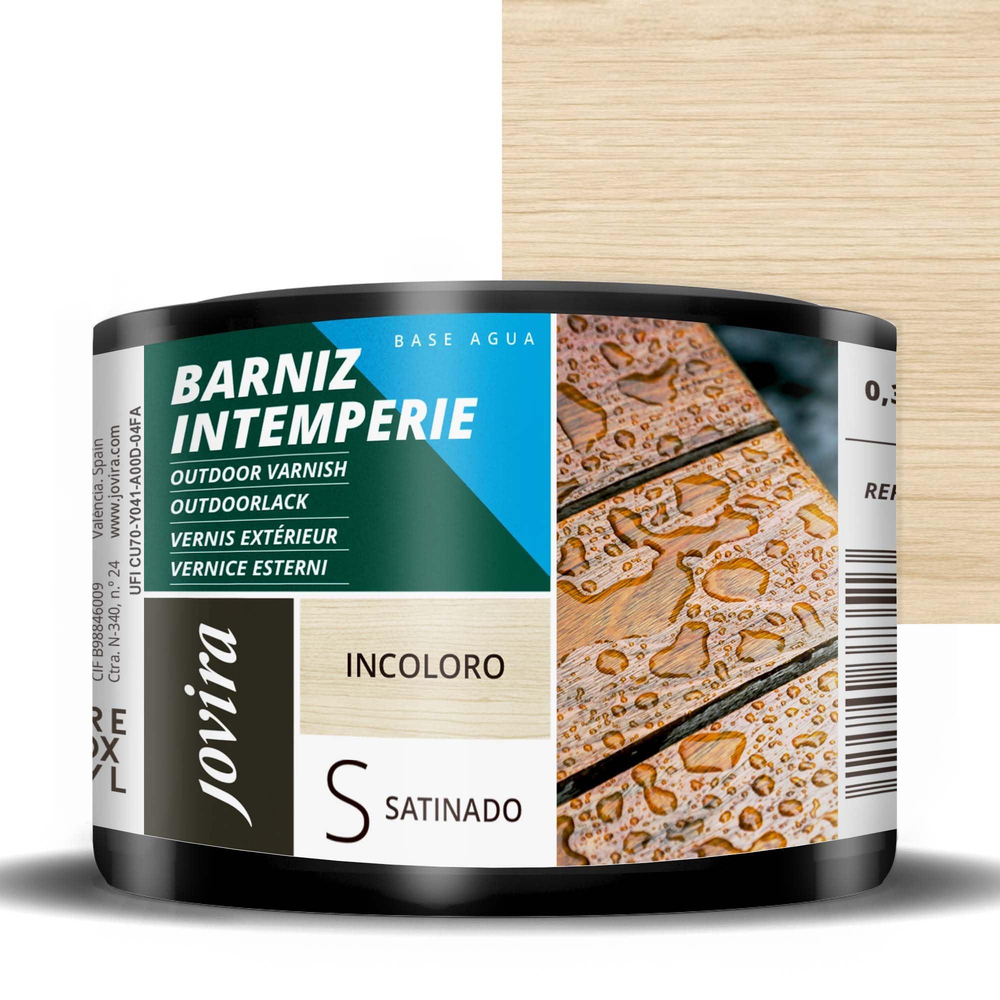 JOVIRA PINTURAS Water Interior Varnish, for Outdoor Wood Care and Decoration. (375 milliliters, Satin) H-27