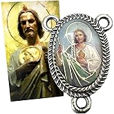 Westmon Works St Jude Rosary Centerpiece Set Italian Metal Center with Saint Prayer Holy Card