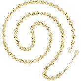 Aobei Pearl 18K Gold or Platinum Long Chain Necklace for Women Chunky Statement Chain Link Necklace Adjustable Geometric Open Chain Layering Jewelry