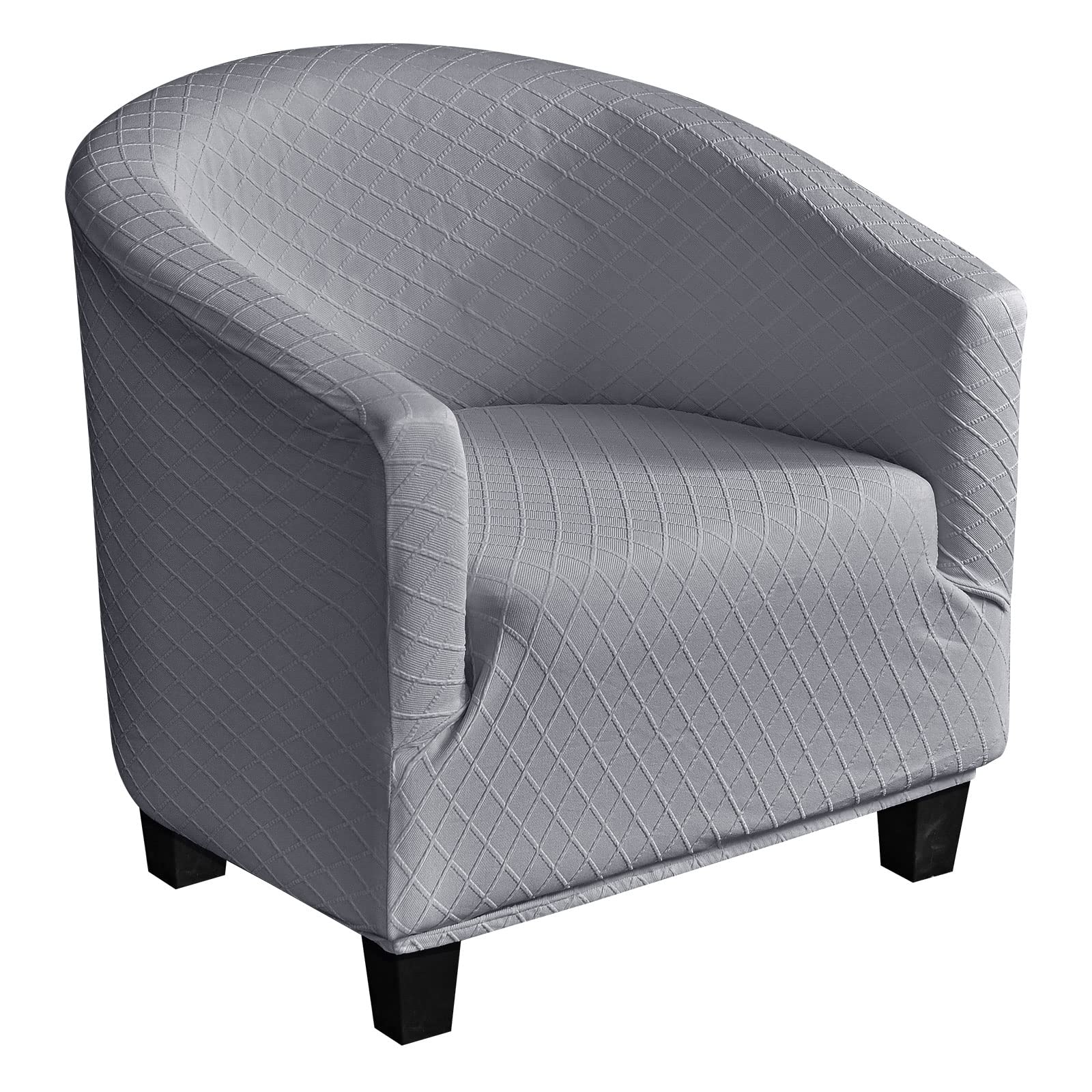 Mingfuxin Tub Chair Cover, Stretch Club Chair Slipcovers Polyester Spandex Jacquard Round Barrel Armchair Sofa Covers Slipcovers Protector for Dining Living Room(Solid-Grey, Polyester Spandex)