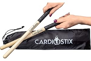 CardioStix Bundle 8oz Highest-Weighted(1 PAIR WITH BAG) Premium American Hickory Wood Cardio Drum Sticks | For Drumming, Fitness, Aerobic Class, Exercises(Black Bundle)