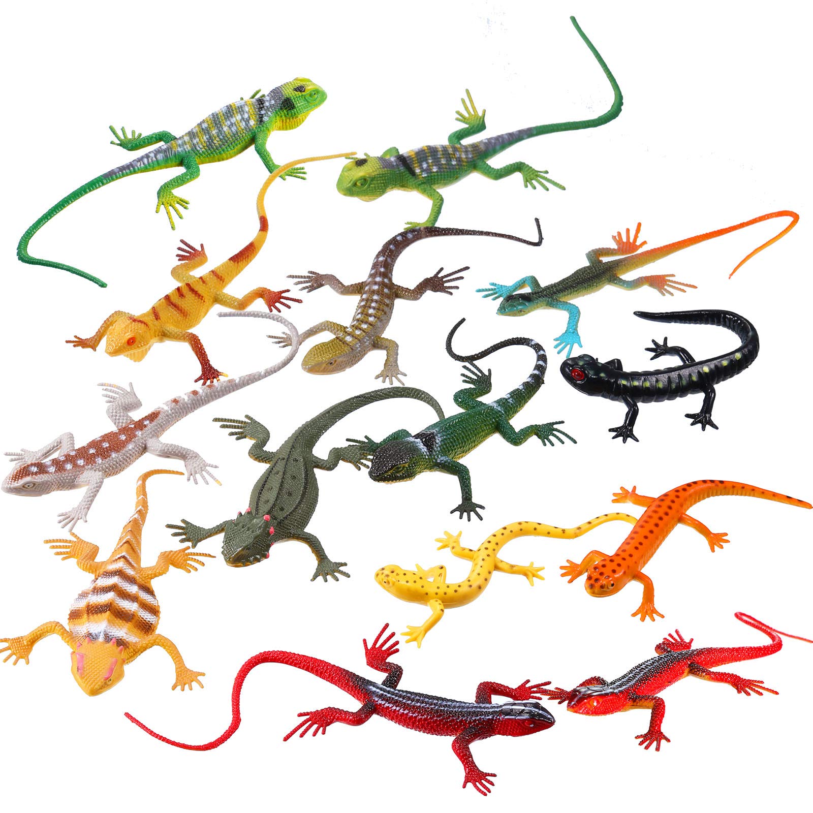 Photo 1 of Gejoy 24 Piece Plastic Lizards for Kids Colorful Plastic Artificial Lizard Toys Action Figure Educational Toys for Kids Adults Gifts, 12 Designs